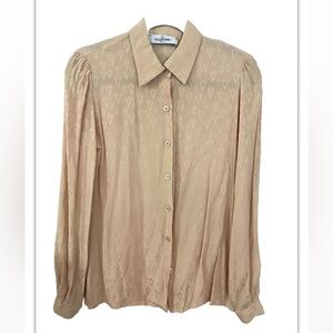 Vtg Valentino miss v logo silk long sleeve blouse 8